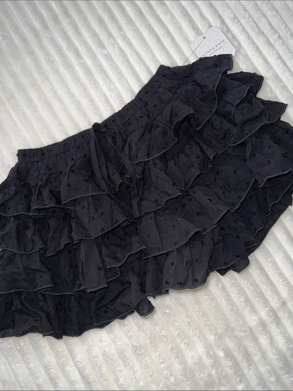 Altar'd State Black Layered Ruffle Mini Skirt